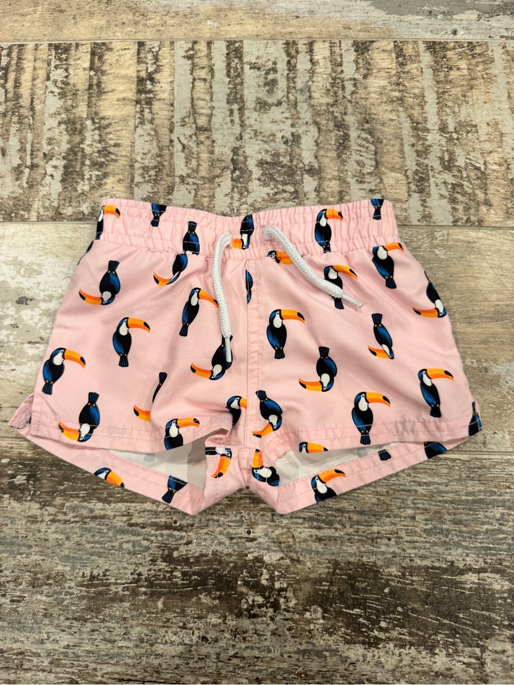 Starting Out Pink Toucan Print Shorts with Drawstring